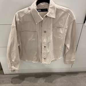 Zara Neutral Cropped Utility Jacket